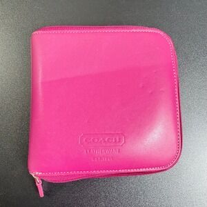Coach Pink Leatherware Zip Around CD DVD Media Storage Case Organizer Vtg Y2K